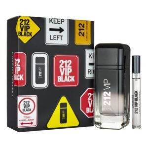 212 VIP BLACK 2 PCS. GIFT SET:BY CAROLINA HERRERA 3.4oz EDP 3.4oz Bath & Shower Gel: HARD BOX M