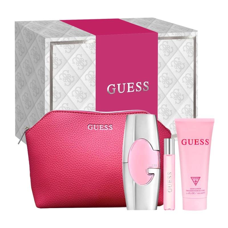 GUESS BY GUESS 3 PCS. GIFT SET: 2.5 FL.OZ. EDP 3.4 OZ. BODY LOTION POUCH AND 0.5OZ. EDP W