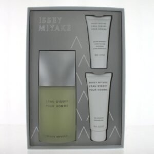 ISSEY MIYAKE 3 PCS. GIFT SET: 4.2 FL.OZ. EDT SPRAY 2.5 FL.OZ. SHOWER GEL AND 1.7 FL.OZ. AFTERSHAVE BALM FOR MEN