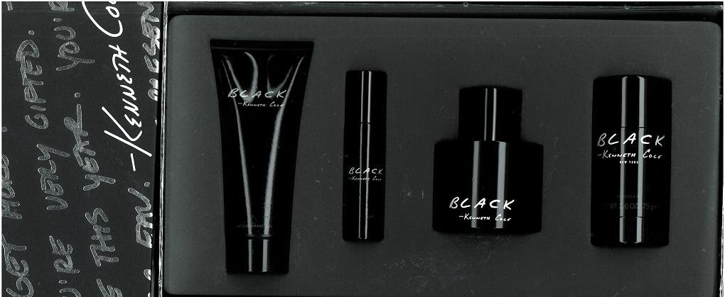 Keneth Cole Black Gift Set 4 Pieces (3.4 Fl. Oz. Eau De Toilette Spray +3.4 Asg+ 2.6 Deo+ .5oz Edt Splash ) Men