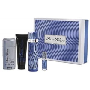 PARIS HILTON 4 PCS. GIFT SET: 3.4 FL.OZ. EDT SPRAY 2.7 FL.OZ. DEODORANT STICK 3.0 FL.OZ. SHOWER GEL AND .2 FL.OZ. EDT SPRAY FOR MEN