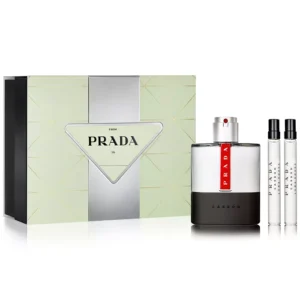 Prada Luna Rossa Carbon 3 pcs.set : 3.4 EDT+ 3.4oz 2 X 10ML Travel Spray FOR MEN